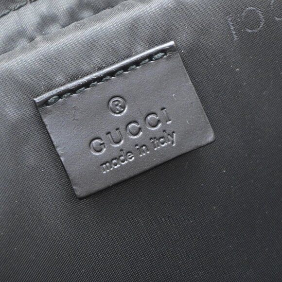 GUCCI Logo Business Shoulder Bag Nylon Leather Black SHW Made in Italy 65KB366 - Picture 15 of 16